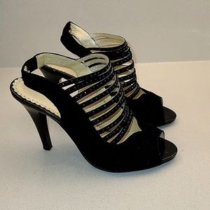 Black suede slingback heels size US 6.5
